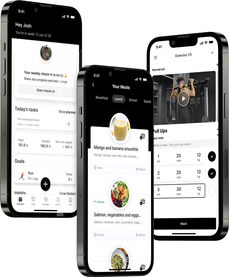 A mockup of the coaching app showcasing the features.